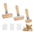 thumbnail image 1 of Paquete de 3 rodillos de madera, rodillo con raspadores de masa de plástico, adecuados para amasar masa a mano, pizza, postres, 1 of 7