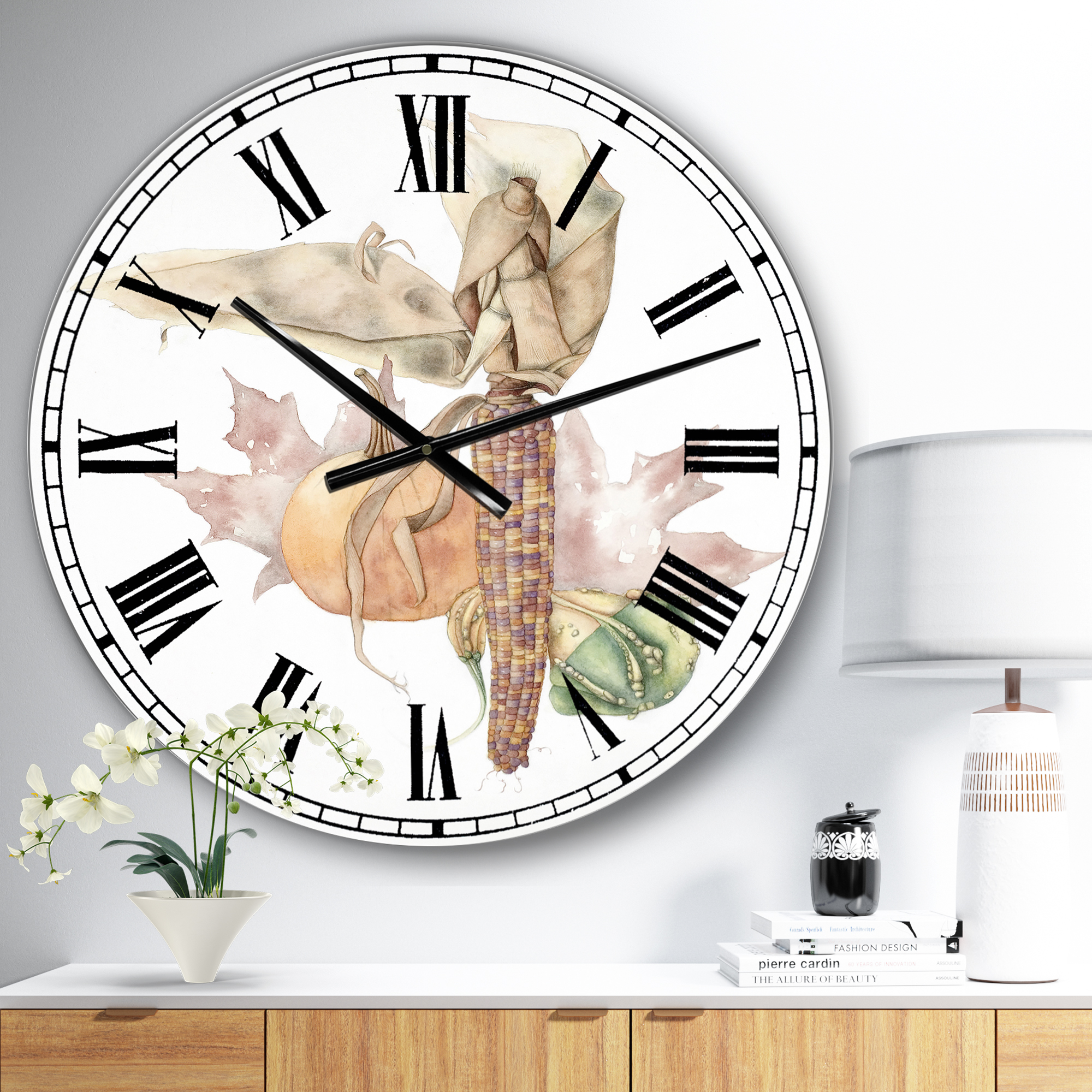 Designart Oversized Multicolor Analog Round Farmhouse Modern Wall Clocks, CLM25188-C23