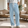 thumbnail image 2 of SAWOBUUN Mens Knitted Jacquard Wide Leg Pants Casual Drawstring Waist Trousers Soft Breathable Lounge Pants, 2 of 9