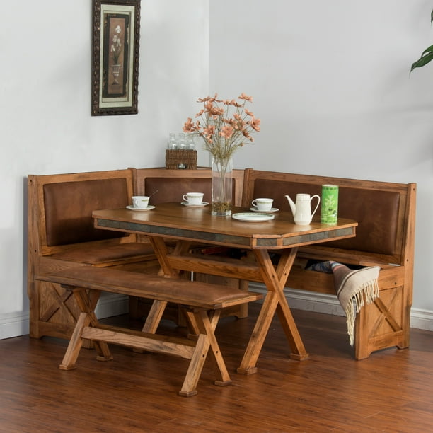 Sunny Designs Sedona 4 Piece Breakfast Nook Set with Side Bench