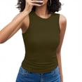 thumbnail image 2 of Htigea Women Tank Tops Summer Sleeveless Basic Cami Top Shirt Slim Knit Ribbed Blouses Army Green,M, 2 of 6