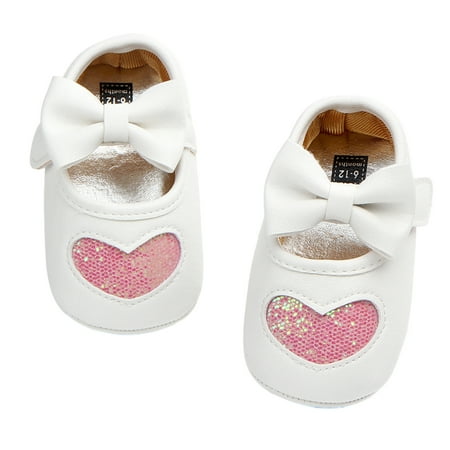 

Shuttle tree Baby Girls Mary Jane Flats with Bownot Non Slip Soft Sole PU Leather Newborn Infant First Walker Cirb Dress Shoes