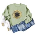 thumbnail image 4 of Sudadera con cuello redondo y estampado de girasoles, manga larga, informal, para mujer, para el hogar, viajes, deportes, compras, verde oliva XXL, 4 of 6