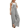 thumbnail image 2 of Seductiva Gray Women's Wide Leg Pants Women's Loose Fit Jumpsuit Overalls Lightweight Summer Romper with Adjustable Straps & Pockets, Casual Sleeveless Denim-Like Overalls for Beach, 2 of 7