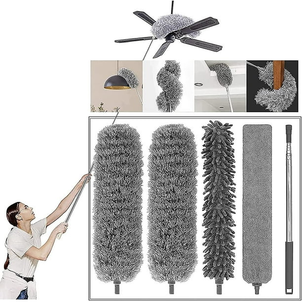 Plumero extensible, 5 uds., plumeros con poste de extensión, microfibra de 100 pulgadas para limpiar techos altos, ventiladores, muebles