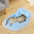 thumbnail image 6 of FITYLE Bed Dog Bed Couch Warm Washable Soft Lovely Lace Cat Sofa Pet Bed for Cats or Small Dogs Puppy and Kitten Indoor Blue, 6 of 8