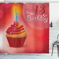 thumbnail image 1 of Ambesonne 13th Birthday Shower Curtain, Cupcake 13 Art, 69"Wx84"L, Orange Blue Red, 1 of 3