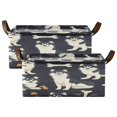thumbnail image 2 of Lovely Husky Storage Basket Soccer Plaid Fabric Hoard Box Oversized Collapsible Closet Organizer with Metal Iron Frame 16.9×11.4×7.7in, 2 of 8