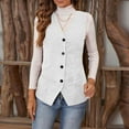 thumbnail image 4 of WMTBSRSW Corduroy Blazer Vest for Women Fashion V Neck Sleeveless Coat Lightweight Button Down Cardigan Jackets Fall Outwear White X-Large, 4 of 8