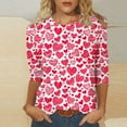 thumbnail image 2 of Penkiiy Chemises de la Saint-Valentin pour Femmes Manches 3/4 Col Rond Blouses Décontractées Imprimé Mignon Tuniques Tops 2025 m Multicolore, 2 of 5
