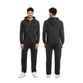 thumbnail image 4 of Men's Hooded Fleece Lining Jumpsuit, Long Sleeve Full Zipper Overalls with Kangaroo Pockets, 4 of 10