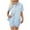 Blue, variant on AherBiu 2 Piece Summer Outfits for Women Short Sleeve Button down Shirts with Shorts Set Lounge Sets