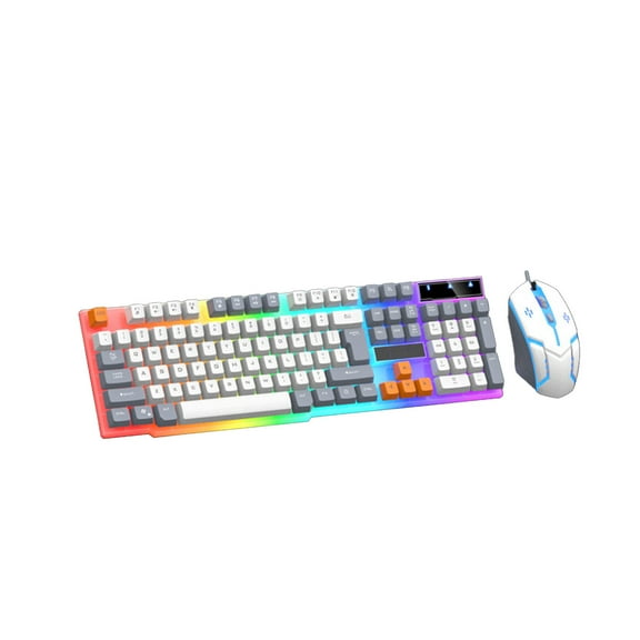 RGB Wireless Keyboard Mouse Set, Mechanical Feel Office Gaming Combo, No Delay USB Wired Interface, Gift for Men