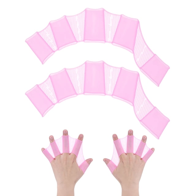 Uxcell 1 par de guantes de natación de silicona tipo rana con dedos palmeados grandes rosa