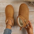 thumbnail image 2 of Ankle Platform Boots for Women Faux Suede Short Winter Snow Boot with Cozy Fleece Lined and Adjustable Buckle, 2 of 9