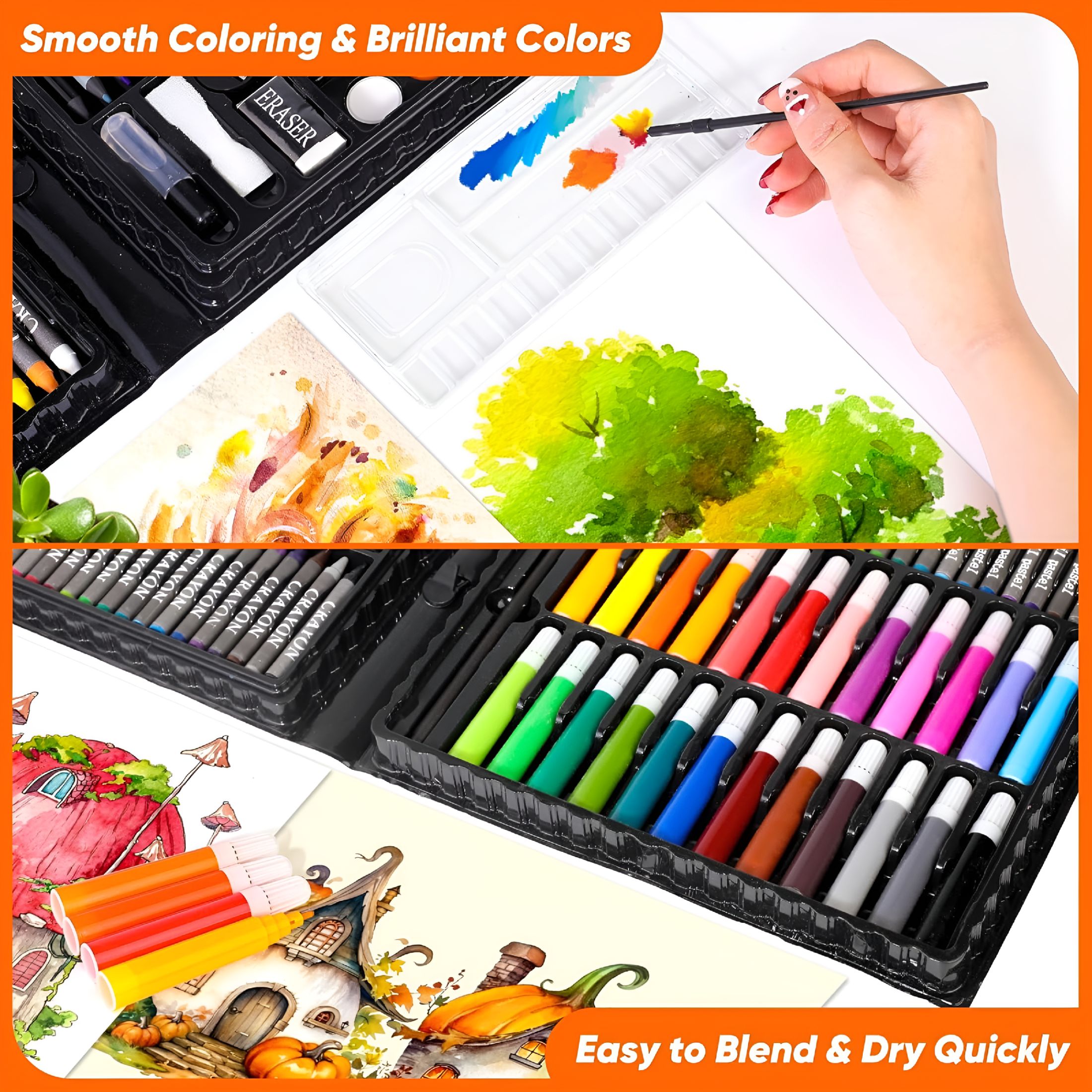 CCOCC 2026 New Art Supplies Drawing Kit 168-Pack Art Set Drawing Sets Coloring Art Kits Arts and Crafts for Kids Ages 6-8 9-12 Art Supplies for Girls Ages 8-12 Creative Gift Art Box for Kids Adults