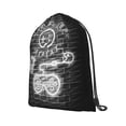 thumbnail image 2 of XMXT Waterproof Gym Bag, Game Motto Neon Print Black Drawstring Backpack for Men, s Black, 2 of 8