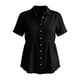 thumbnail image 5 of Craaazy Women's Loose Fit Collared Blouse, Solid Color Short Sleeve Button Down Shirt, Breathable Cotton Linen Casual Top for Daily Wear, Work & Weekend Gifts, 5 of 9