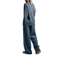 thumbnail image 5 of Miqool Womens 2 Piece Outfits Collar Sweater Sweatsuit Lounge Set Long Sleeve Sweatshirt with Wide Leg Sweatpants, 5 of 6