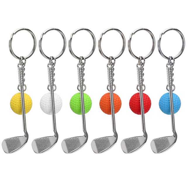 6pcs Mini Golf Club Ball Keychain Creative Keyring Pendant Decoration for Bags Key