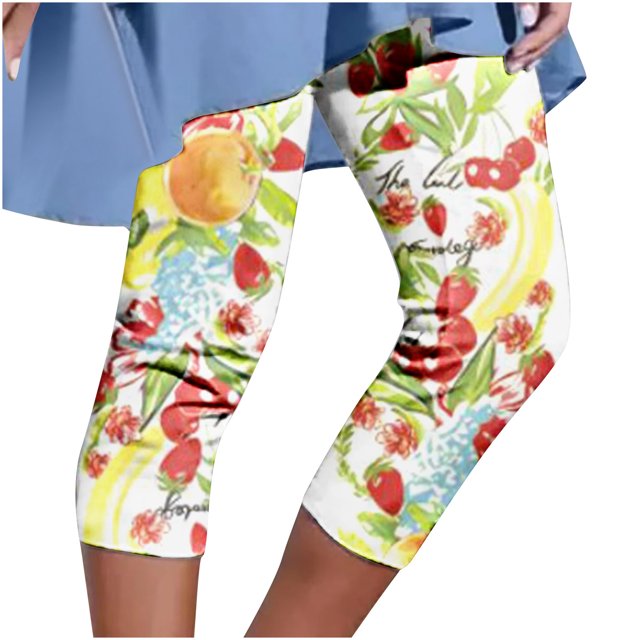 drppepioner Women'S Summer Capris Elastic Waist Printed Cropped Pants