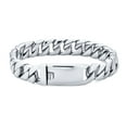 thumbnail image 1 of Heavy Solid Miami Curb Chain Link Bracelet Silver Tone Stainless Steel Men Teens 8.5 Inch 10MM, 1 of 6