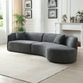 thumbnail image 2 of Kevinplus Luxury Modern Style Living Room Upholstery Curved Sofa with Chaise 2-Piece Set, Right Hand Facing Sectional, Pearl Boucle Couch, Gray, 2 of 7