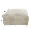 thumbnail image 3 of DecMode Patchwork Low Profile Square Gray Leather Pouf with Patchwork Design, 3 of 11