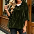 thumbnail image 6 of FAHUOMU Women's Pullover Hoodies Three Quarter Sleeve Drawstring Velour Tops Casual Loose Fit Warm Fall Winter Clothes, 6 of 8