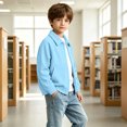 thumbnail image 6 of Edvintorg Jackets for Boys Turndown Collar Loose Casual Coat Solid Color Long Sleeve Zip up Outerwear with Pocket Boys Clothes Size 3-14, 6 of 9