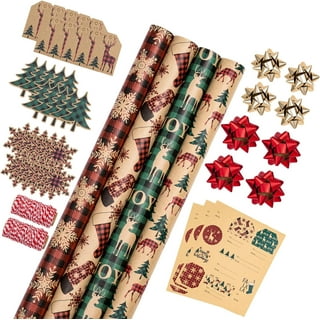 RUSPEPA Christmas Wrapping Paper - Classic Black and White Style Designs -  4 Rolls - 30 inches x 10 feet per Roll