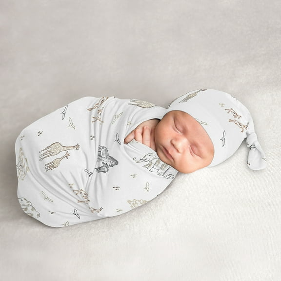 Serengeti Animals Baby Cocoon and Beanie Hat Sleep Sack Set Boy or Girl Gender Neutral Unisex by Sweet Jojo Designs
