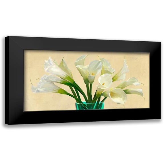 Antinori, Andrea 14x9 Black Modern Framed Museum Art Print Titled - White Callas in a Glass Vase (detail)