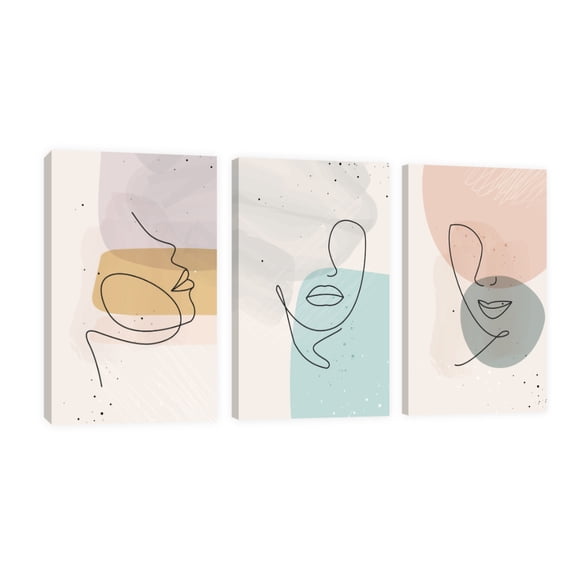 Cuadro Decorativo Tríptico Vertical Rostros Abstractos Canvas Revolution Set De 3 Cuadros 25x38 cm