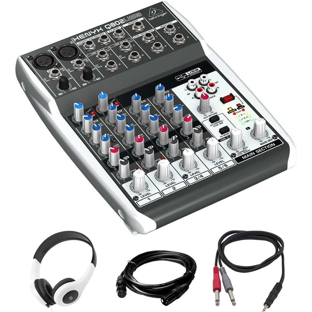 Behringer Q802usb Xenyx 8 Input 2 Bus Mixer Usb Audio Interface Bundle With Stereo Headphones Xlr Male To Xlr Female Gold Plated Cable And Trs Male To Two Ts Male Cable Walmart Com Behringer Q802usb Xenyx 8 Input 2 Bus Mixer Usb Audio Interface Bundle With Stereo Headphones Xlr Male To Xlr Female Gold Plated Cable And Trs Male To Two Ts Male Cable Walmart Com