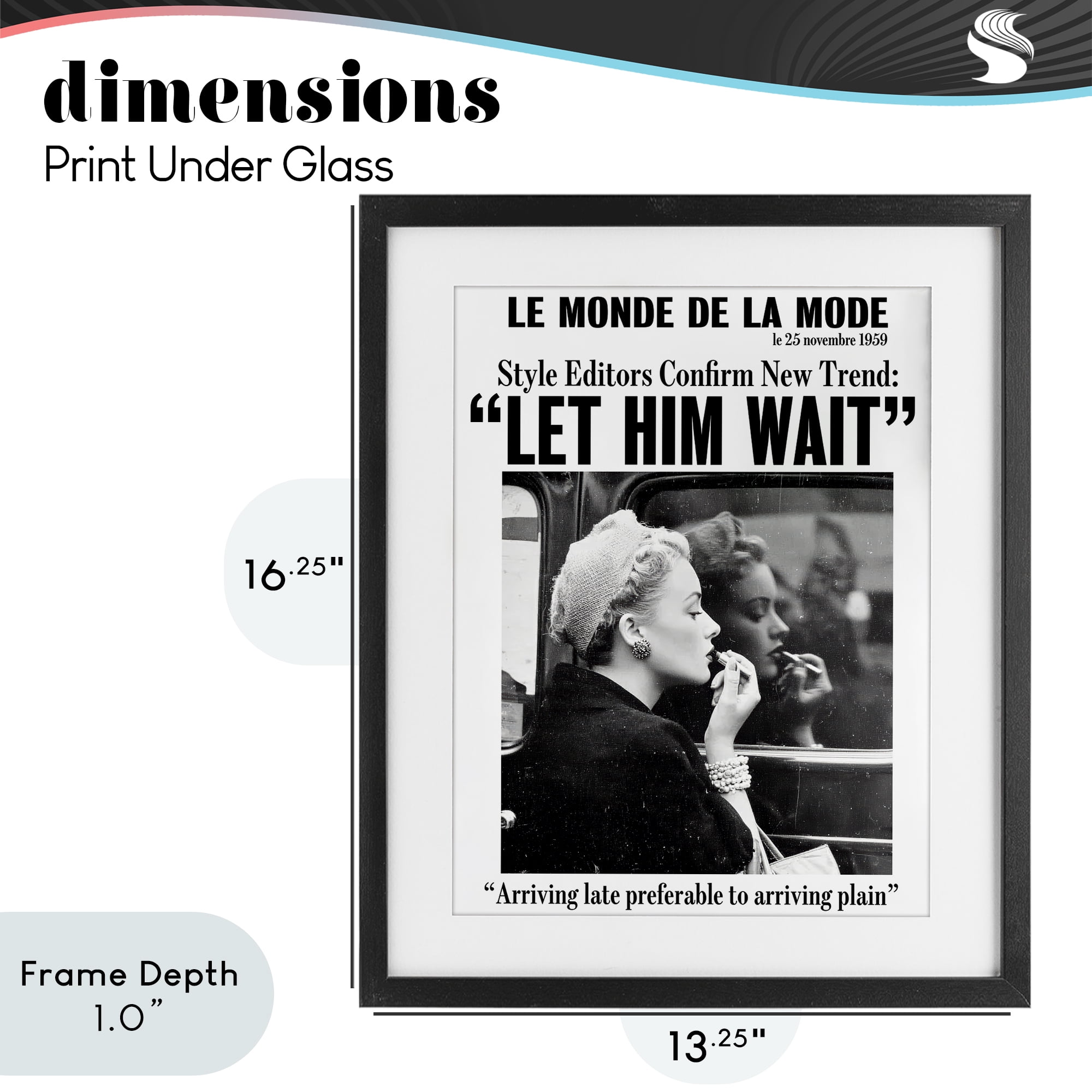 Stupell Industries Let Him Wait Advice Black Framed Print Under Glass, design by Annabelle Hall