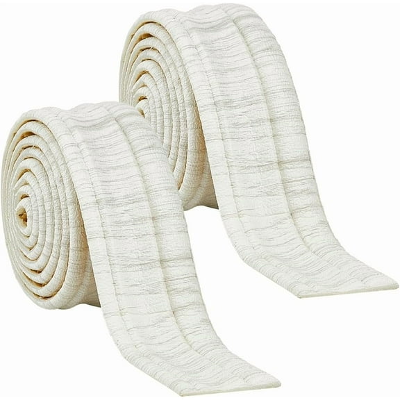 2 Rolls 93x3 Inch Peel and Stick Solid Color Baseboard Trim Self Adhesive Foam 3D Wallpaper Border Flexible Mirror Wall Base Edging Frame Lines for Home DIY Furniture Decor (Beige)