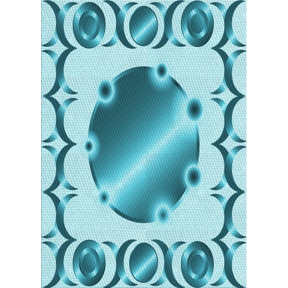Ahgly Company Machine Washable Indoor Rectangle Transitional Tron Blue Area Rugs, 5' x 7'
