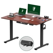 FLEXISPOT 48x30 Black and Mahogany Home Office Height Adjustable Standing Desk Whole-piece Desktop Computer Desk