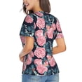 thumbnail image 3 of Honeii Rose Flowers Print Women's Classic V-Neck T-Shirt,Womens Fashion Tops,Stylish Everyday Top for Women, Casual Summer Spring Outfits Clothes-Medium, 3 of 5