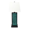 thumbnail image 1 of Benjara BM217238 Rectangular Metal Frame Table Lamp with Brick Pattern, White & Blue - 31 x 8 x 7.5 in., 1 of 5