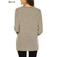 thumbnail image 3 of Spencer Women's Casual Loose Color Block Long Sleeve Sweatshirt Pullover Round Neck T Shirts Blouse Tops With Pockets "Khaki,2XL", 3 of 4