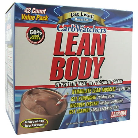 Labrada Carb Watchers Lean Body Hi-Protein Meal Replacement Shake, Chocolate Ice Cream, 2.29-Ounce Packets (Pack of