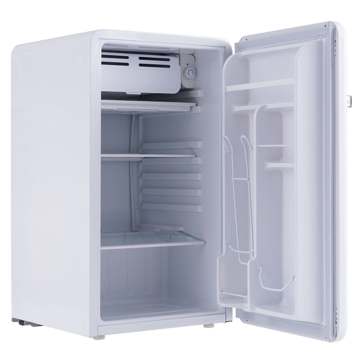Costway 3.2 Cu Ft Retro Compact Refrigerator w/ Freezer Interior Shelves Handle White