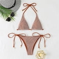 thumbnail image 6 of JoveMarine Women's Sexy String Bikini Set Three-Piece Beach Swimsuit with Micro Bottom & Cover Up for Summer Vacation and Pool Party Coffee XL, 6 of 9