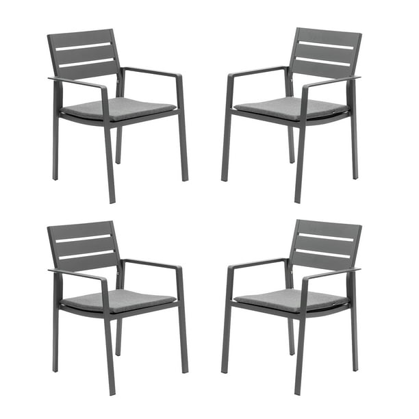 Patio Dining Chairs Set of 4 Stackable Dining Chair Aluminum Outdoor