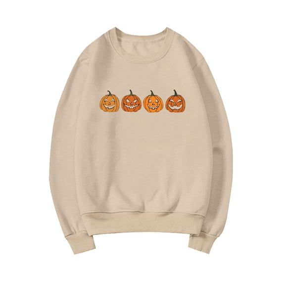 Certgust Mock Neck Sweatshirt Women Under $15 Womens Halloween Witch Collection Printed Hoodless Sweatshirt with Round Neck and Long Sleeves