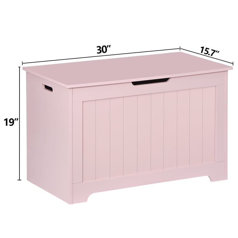 HomGarden Large Wooden Toy Storage Chest, Pink - Ideal for Kids