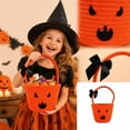 thumbnail image 4 of Halloween Woven Pumpkin Candy Basket Cotton Rope Trick Or Treat Handheld Storage Bucket for Holiday Candy Gift Organizing, 1Pc, 4 of 5