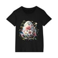 thumbnail image 3 of Jinhomg Summer T Shirts for Kids 2025 Fashion Bunny Graphic Print Tees Boys Girls Casual Loose Short Sleeve Crew Neck Tops Everyday Shirt Black 3 Years, 3 of 5